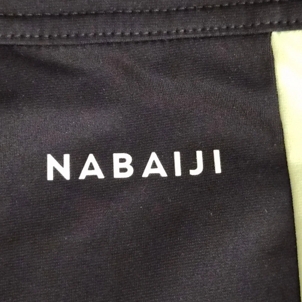 Nabaiji Mens Aqua Resist Swim Trunks Black Side Stripe Drawstring Swimwear L